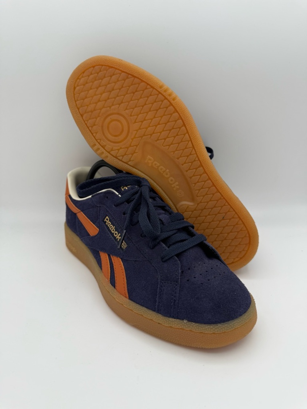 Men's Reebok Club C Grounds UK Low Top Athletic Shoes Blue Red Suede‎ Size 8.5